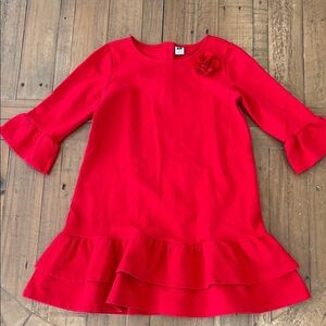 Janie and jack red Ponte ruffle dress with flower girls 6